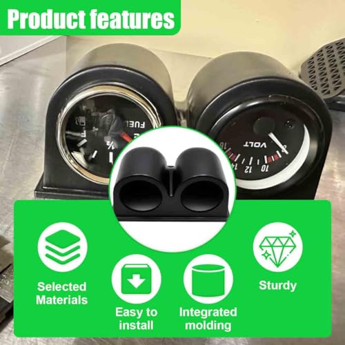 Universal Black 2" 52mm Dual Hole Gauge Dashboard Pod - size: 2Mount