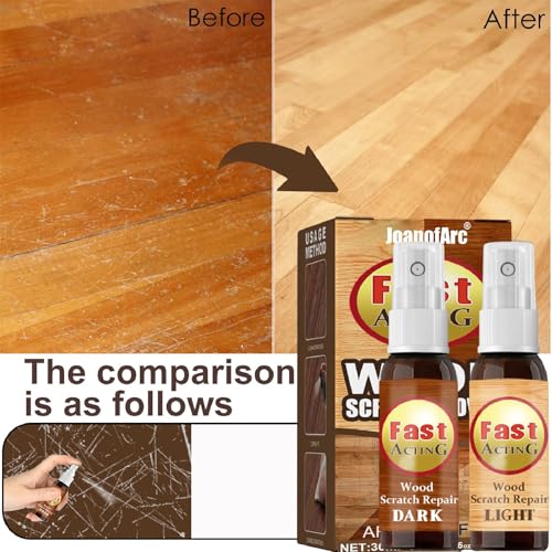 Wooden Furniture Floor Scratch Repair Spray for Scratches, Wood Floor Scratch Repair Care for Wood Floors, Tables, Desks, Carpenters, Bedposts, Touch Ups (Dark + Light)