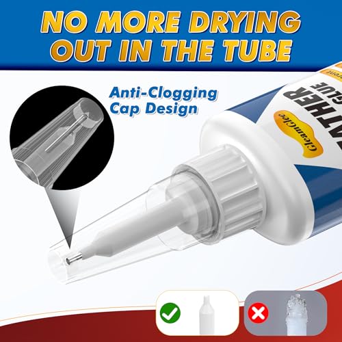 Leather Glue 1.23 oz, Ultra Strong Waterproof Flexible Clear Adhesive