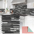 StyloVue 20 Sheets Peel and Stick Tile Backsplash, Black with Metal Gold Look Stick on Tile Upgrade Your Kitchen Backsplash, RV, Fireplace - color: Black Grey Wood With Metal Silver