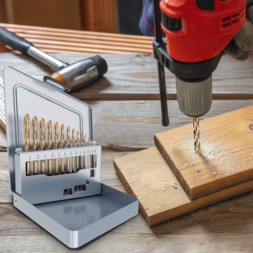 13Pcs(1/16"-1/4") Cobalt Left Hand Drill Bit Set Jobber Length - size: 13pcs Left Hand, 1/16"-1/4"