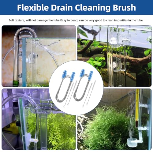 Flexible Drain Brush, 73 Inch Long Double Ended Hose Pipe Cleaners and 4 Pack 8 Inch Straw Cleaner Brush, Pipe Cleaner Brush for Cleaning, 2 Pack 73 Inch Long Tube Cleaning Brush