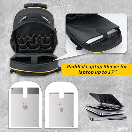 MELOTOUGH Rolling Tool Bag with Wheels,Large Heavy Duty Rolling Tool Bag for Men with 35 Pockets&Telescoping Handle for Electrician,HVAC,Construction,Technicians,Mechanic,Welder (Yellow) - color: Yellow Rolling Tool Bag