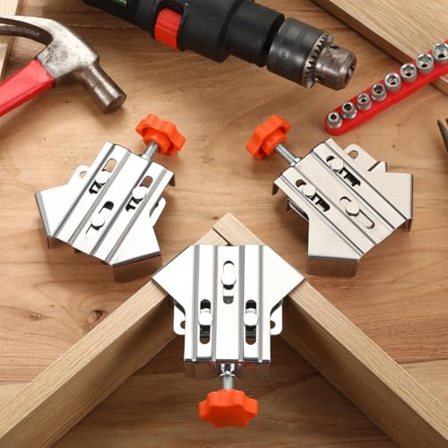 Hicarer 4 Pcs 90° Right Angle Clamp for Woodworking, Stainless Steel