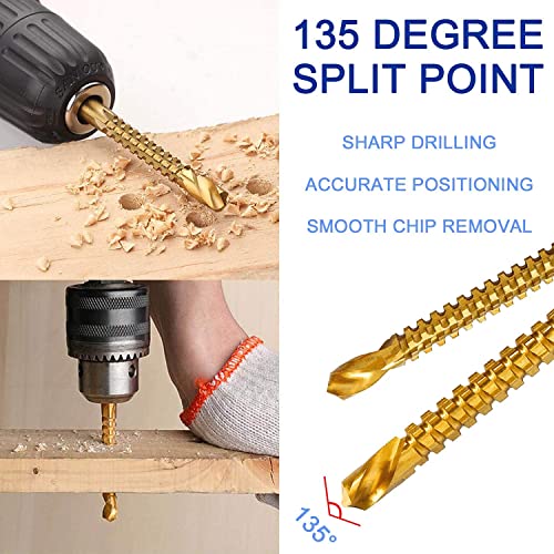 6pc Titanium Twist Drill Bit Set 3-8mm HSS Sawtooth Bits for Wood Metal Plastic Hole Saws