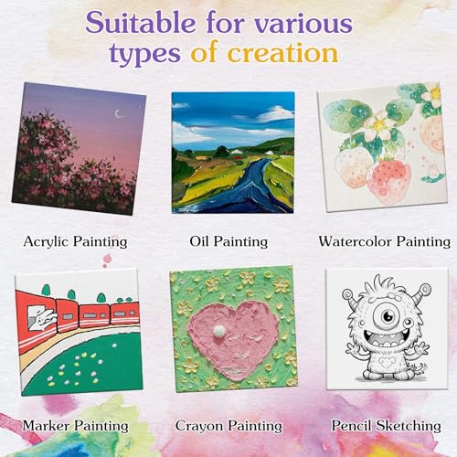 ESRICH Mini Canvases for Painting, Mini Canvas Bulk 200 Pack 2.4x2.4In, 2/5In Profile Small Square Canvas, Blank Canvases are Great for School Projects and Kids Birthday Parties, Home Decor Project. - size: 2.4x2.4in-200 Packs