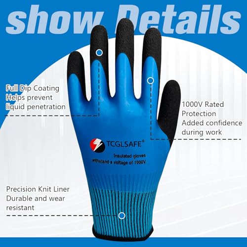 1000V Insulated Rubber Electrician Gloves Non-Slip Safety Work Gloves