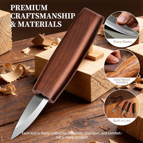 Wood Carving Kit, 30-Piece Professional Whittling & Carving Tool Set with Walnut Handle Knives, Detail Gouges, Sharpening Stone, Strop & Cut-Resistant Gloves for Adult Hobbyists and Craft Use - color: 30-piece Wood Carving Tools