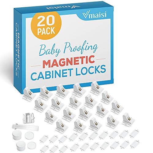 Vmaisi 20 Pack Magnetic Cabinet Locks Baby Proofing and 2 Keys - size: Standard