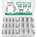 OURU 90PCS Pex Cinch Clamp Rings Assortment Kit, 3/8",1/2",3/4",5/8",1" - size: 90PCS KIT