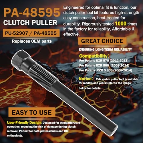 4-Piece Clutch Puller Tool Kit - Includes Primary Drive Clutch Pullers for Polaris Models 1985-2024: Fits Ranger, RZR, Sportsman, General, Scrambler - OEM # 2870506, PA-48595, 2872085, PU-52422