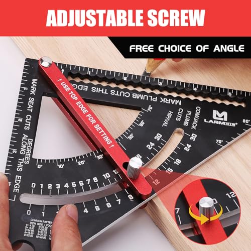 Carpenter Square 7 inch Woodworking Tools Adjustable Rafter Square Carpenter Tools, Combination Square Framing Square, Aluminium Carpentry Squares, Gift for Carpenters - style: 7inch