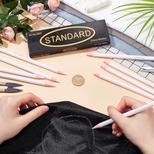 BENECREAT 12PCS Water Soluble Pencil Tracing Tools for Tailor's Sewing Marking and Students Drawing Tools, White