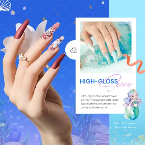 Beetles Purple Gel Nail Polish Set, 20 Colors Mermaid Gel Polish | Blue Green Pink Purple Shimmer Glitter Mermaid Gel Polish Kit with Base Top Coat Soak off Uv Nail Art Spring Gifts for Women - color: 20 Colors Mermaid Mantra