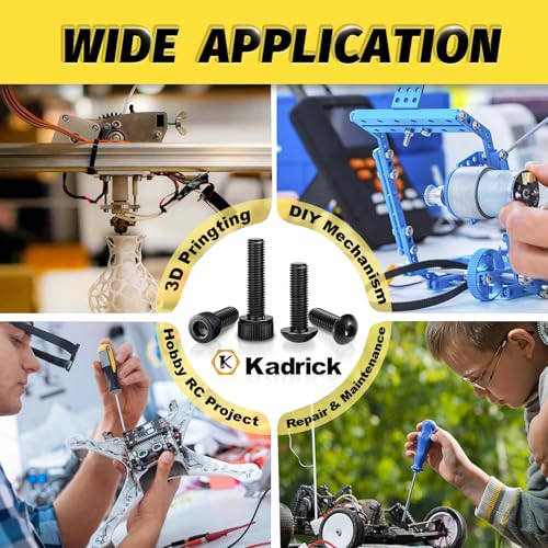 KADRICK 2240PCS M3 Screw Assortment,Hex Socket Button & Cap Head M3 Screws - size: M3 2240Pcs 4-35mm