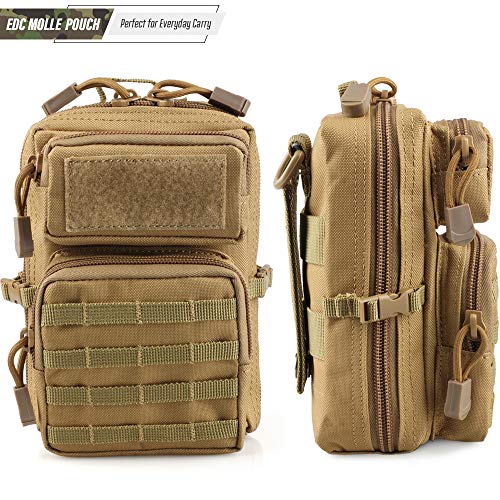 LIVANS Tactical Molle Utility Pouch, EDC Tool Pouch, Small Admin Pouch - color: Khaki