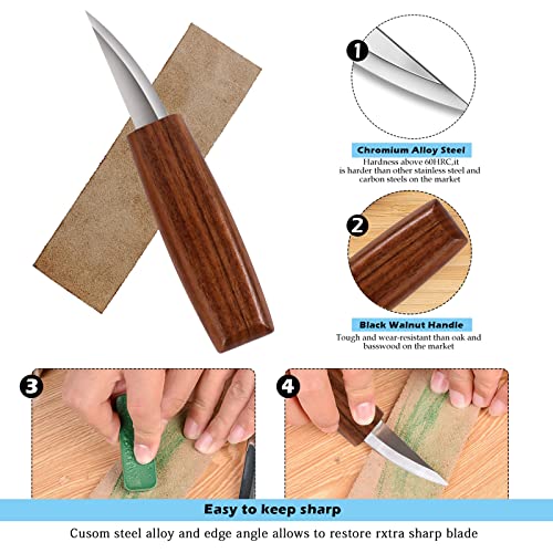Wood Carving Tools Set,Detail and Hook Carving Knife Kit for Beginners,Trimming Knife for Spoon Bowl Cup Woodwork,Square handle design and 6pcs SK2 Carbon Steel Wood Carving Knives（10pcs） - size: 4PCS Flat Handle & 6PCS Detail Knives