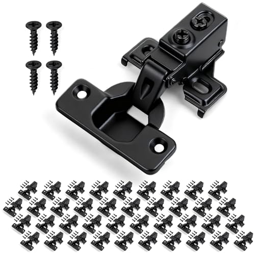 Mousike 40 Pack (20 Pair) Soft Close Cabinet Hinges, 1/2 Overlay Soft Close Hinges for Kitchen Cabinet, Stainless Steel, Built-in Damper, 100 Degree Opening Angle, 6 Way Adjustment - color: Black, size: 40 Pack