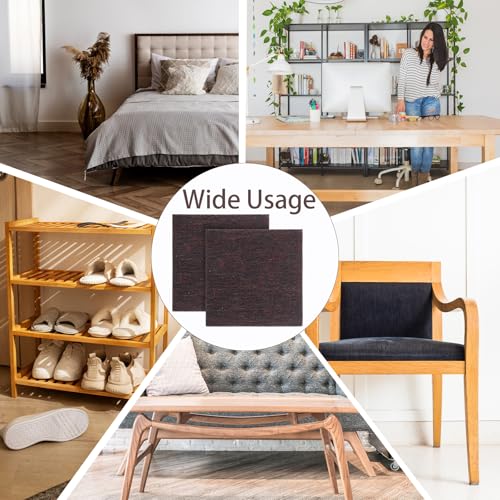 12Pcs 2x2 Inch Square Felt Furniture Pads, Self Adhesive Cuttable Anti Scratch Floor Protectors for Hardwood Floors, Brown