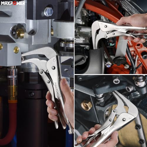 MAXPOWER 10-inch 90 degree Offset Long Nose Locking Pliers, 3" Jaw Opens - size: 10"