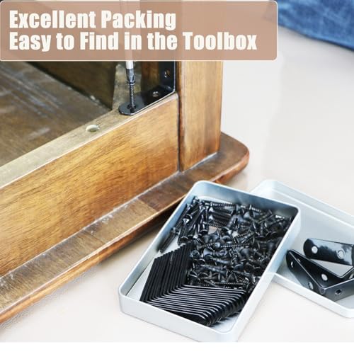 L Brackets, 2 inch Angle Corner Braces with Screws for Wood Furniture - style: 2inch L Shape Black 18pcs
