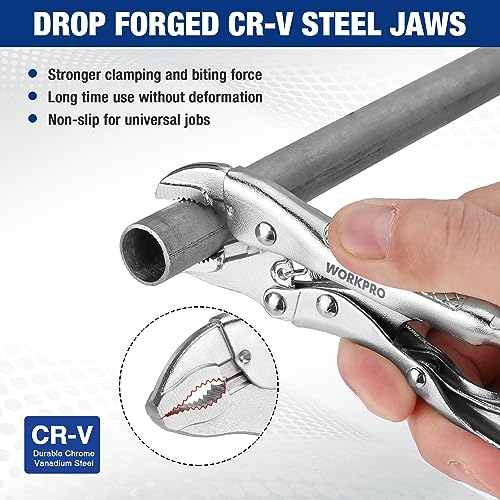 WORKPRO Locking Pliers, 4-inch Mini Curved Jaw Vice Grips pliers - size: 4"