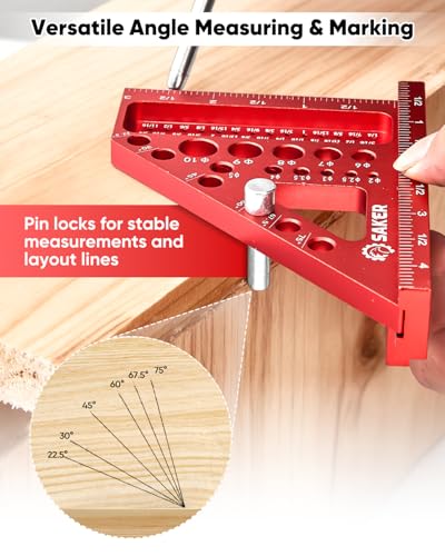 Saker 3D Multi-Angle Measuring Square Tool, Aluminum Alloy Carpenter Square - size: 4.4inch
