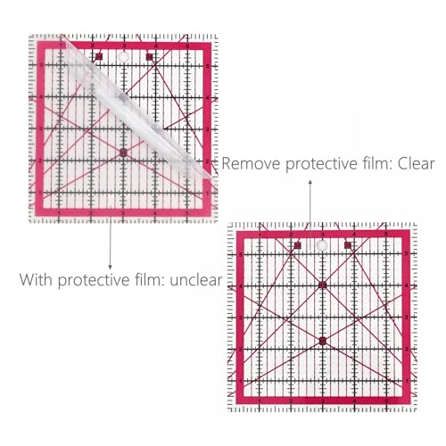 Sewing Rulers Quilting Ruler,Acrylic Quilting Templates,Sewing Tools Accessories Supplies for Patchwork Precision Fabric Cutting 4pcs(9.5,6,4.5,2.5inch) - color: Red