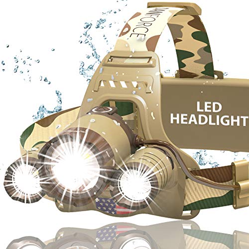 DanForce Headlamp. USB Rechargeable LED Head Lamp. Ultra Bright LUMINUS 1080 Lumen Headlamp Flashlight + Red Light. HeadLamps for Adults, Camping, Outdoors & Hard Hat Light. Zoomable IPX54 Headlight - color: Proxima