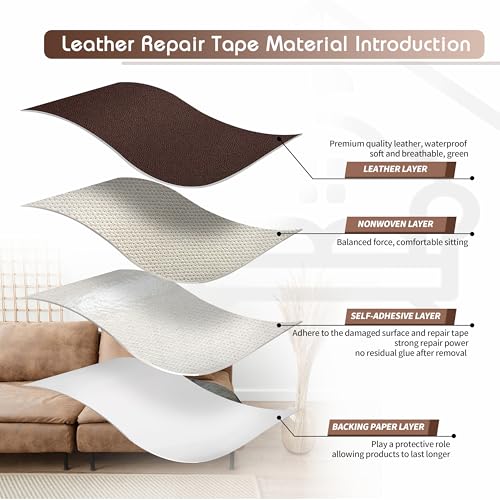 KING MOUNTAIN Leather Repair Patch,2 Packs 9 x 11 Inches self Adhesive Leather Repair Tape for Damaged Leather Furniture, Sofa Seating,Car Seats, Leather Goods（Coffee Brown） - color: Coffee Brown, size: 9" x 11"