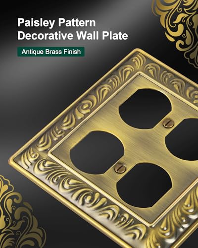 2-Pack Paisley Pattern Double Duplex Outlet Cover,Metal Switch Plates - style: 2 Duplex 2PK