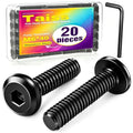 Taiss 20pcs M6 x 40mm Flat Head Socket Head Screw Furniture Bolts,Furniture Screws Stainless Steel 18-8(304),M6 Bolts Black Zinc Plated Fully Threaded,Countersunk Connector M6 Screws with Hex Spanner - size: 20PCS M6x40mm