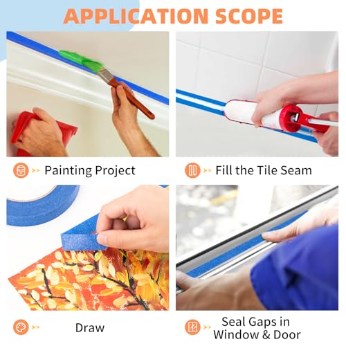 KICNIC Painter Tape Blue Masking Tape, 0.7 in x 60 yd, 1 Roll, Removable - color: Blue, size: 1 Roll