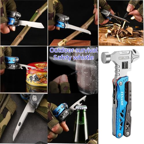 Upgraded Adjustable Wrench Multitool Hammer, 18 in 1 | Pocket Multi Tool Pliers, All-in-One Survival Tool, Camping, Everyday Use - style: Upgraded Wrench
