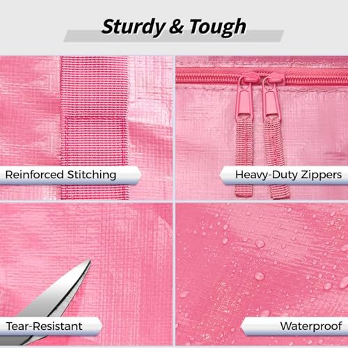 8 Pack Extra Large Clothes Storage Bins with Lids, Moving Bags, Pink - color: Pink, size: 8 Pack