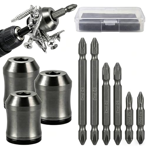 Magnetic Screw Holder Set, 3 Rings & 6 Double-Ended PH2 Bits