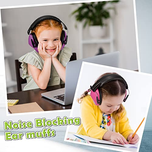 Konohan 3 Pack Noise Reduction Headphones for Kids Ear Protection Earmuffs Headphones for Autism Toddler Kids Ear Muffs 27db - color: Rose Red, Purple, Lake Blue