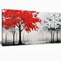 AUUZAIUA Large Canvas Wall Art Red and White Misty Forest Painting 20"x40" - size: 20"L x 40"W