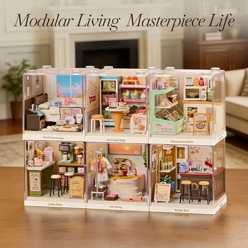 Super Mini Miniature Lounge Bar DIY Kit with Acrylic Display Case - color: Small - Relax Bar, size: Small