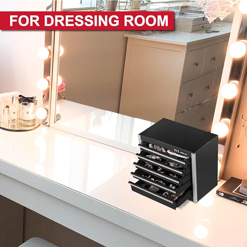 P.I.T. Mini Tool Box,Small Metal Toolbox Organizer with 5 Drawers,Black | 8.6"W X 4.6"D Cute Size,Q235 Steel,Magnetic Locking Mechanism,PVC Drawer Liners - color: Black, size: 5-Drawer