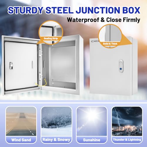Electrical Junction Box 16x12x6, NEMA 4X IP66 Steel Enclosure Box - size: 16 x 12 x 6''