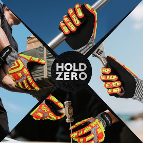 Protective Gloves Cut Resistant A3 Impact Resistant Touchscreen Sandy Nitrile Coating Reinforcement - size: Large