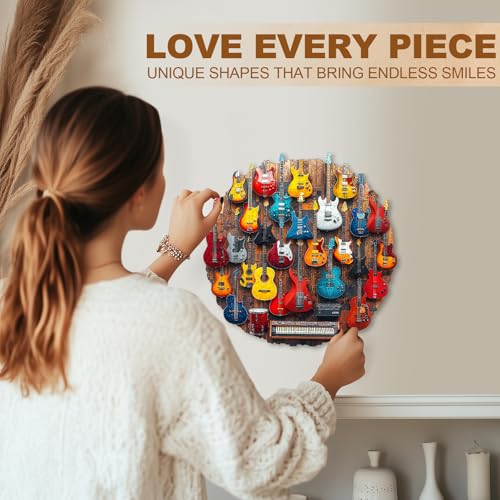 Wooden Puzzle for Adults-Guitar Wall Wood Jigsaw Puzzle-S-100 PCS - color: Guitar Wall, size: Small