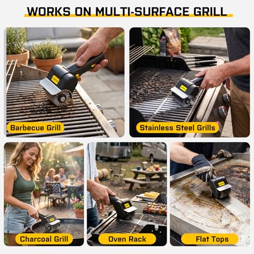 SOARFLY Electric Grill Brush for Outdoor, 600RPM Cordless BBQ Grill Cleaner