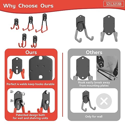 WALMANN Garage Storage Hooks, Wall Mount Utility Hooks for Tools - style: Orange-red Hook