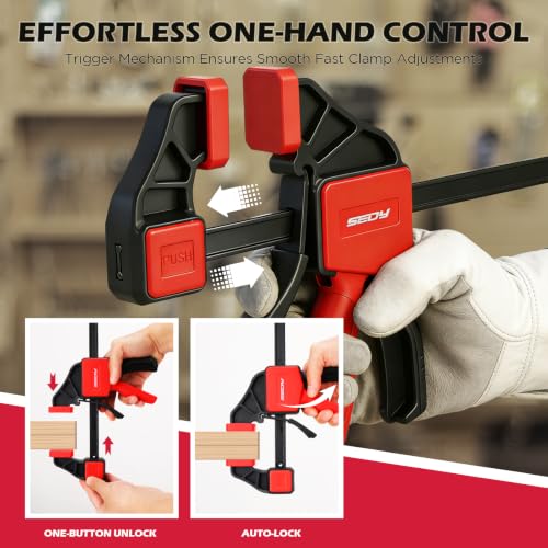 3-Pack 6 Inch Bar Clamps for Woodworking with Clamp Connector, 6" Quick-Release Wood Clamps with 150 LBS Load Limit, Trigger Clamp Set, One-Handed Clamps/Spreader Ideal for Woodworking DIY Projects - style: 6" (3-Pack) | Extends to 12"+