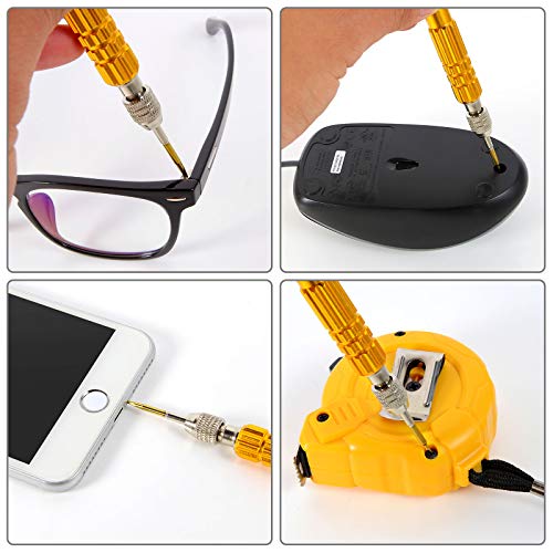 Mini Eyeglass Repair Kit Glasses Screwdriver Pocket Precision Tool - color: Gold