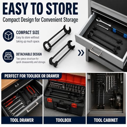 2-Piece Basin Wrench and Faucet Wrench Set, Multifunctional Sink Installation Tools with 4 Head Shapes for Tight Spaces, Under-Sink Mounting Nuts, Kitchen & Bathroom