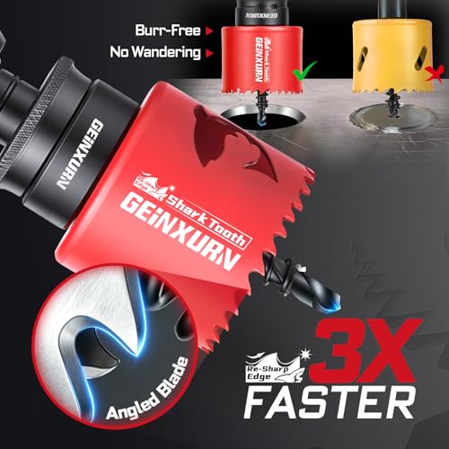 Geinxurn 2 Inch(51mm) Hole Saw, 2PCS HSS Bi-Metal Hole Saw Kit with Shark Tooth Hole Cutter for Wood,Drywall, PVC Boards and Thin Metal - color: 2 PCS 2"