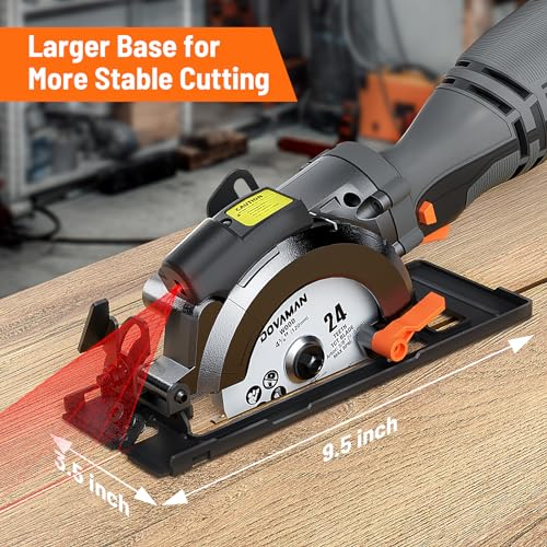 DOVAMAN Circular Saw w/Bag, 5.8A 4-1/2" mini Saw w/Laser & Auxiliary Handle - color: B-grey